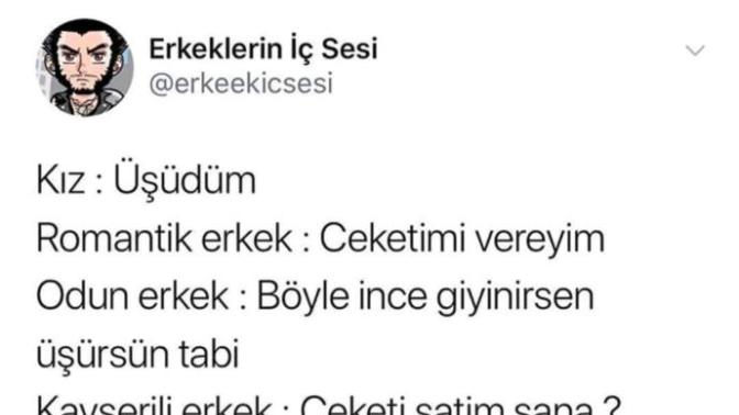 Eşiniz/sevgiliniz #üşüdüm derse ona ceketinizi , montunuzu verir miydiniz?