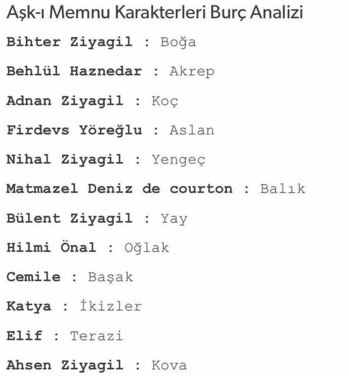 Aşk-Memnu karakterleri burç anlalizi böyleymiş... Sizin burcunuz hangi karakteri oynamış?