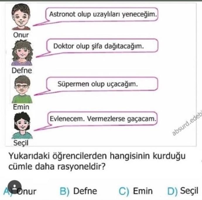 Resimdeki şıklardan hangisi daha rasyoneldir?