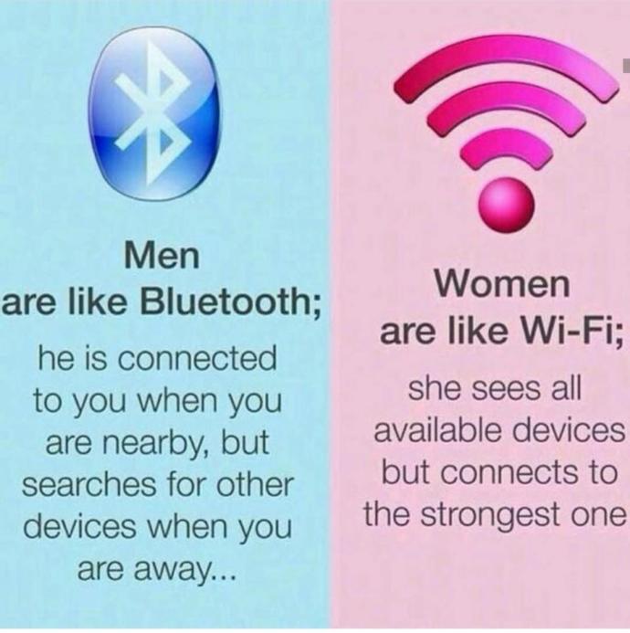Erkekler bluetooth gibi kadınlar da wif-fi gibi midir ?