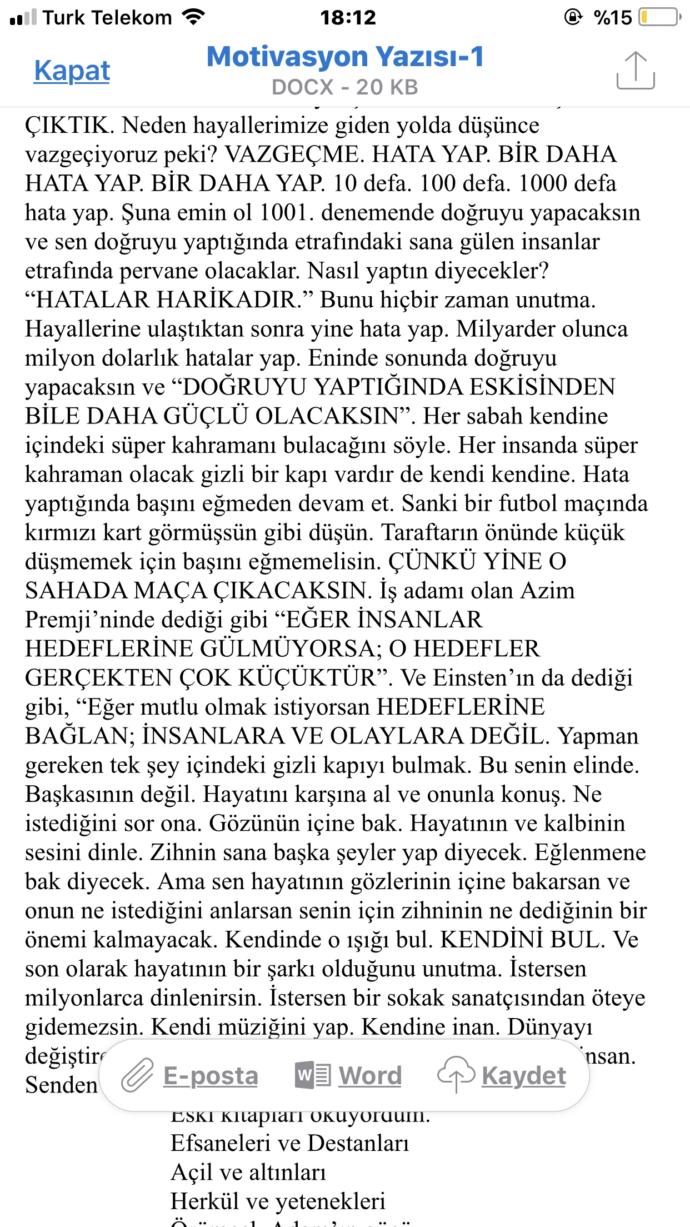 Motivasyon yazısı isteyen arkadaşlar buyrun?