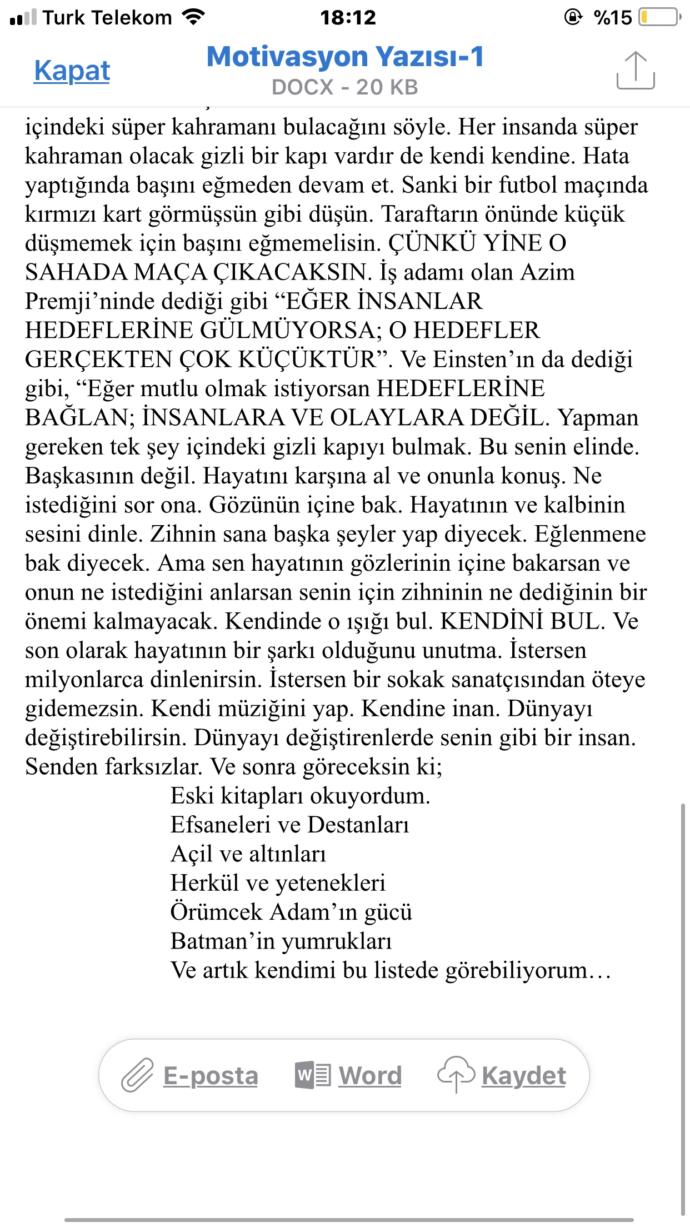 Motivasyon yazısı isteyen arkadaşlar buyrun?