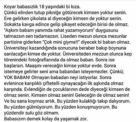 Babasız olmakmı zor hayattayken babasız kalmakmı??