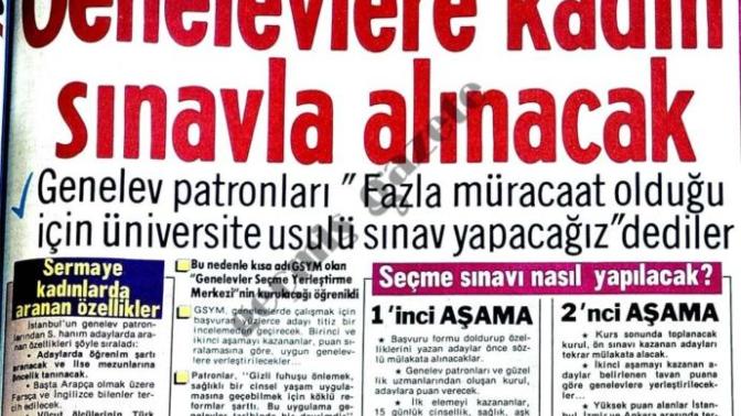Geneleve kadınlar sınavla alınacak?