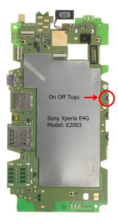 Sony Xperia E4G on off tuşunu nereden bulabilirim?