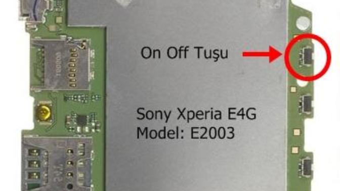 Sony Xperia E4G on off tuşunu nereden bulabilirim?