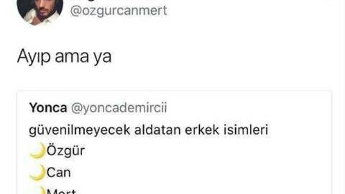 Güvenilmeyen erkek ve kadın isimleri?