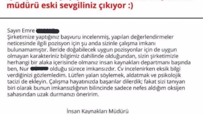 İş başvurusu yapıyorsunuz ve insan kaynakları müdürü eski sevgiliniz çıkıyor ne hissedersiniz?