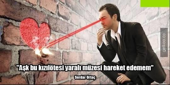 Sizce ünlü filozof Serdar Ortaç "aşk bu kızılötesi, yaralı müzesi, hareket edemem!" sözüyle ne demek istemiştir?