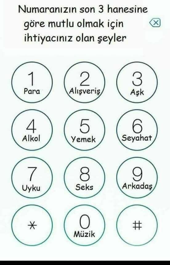 Telefon numaranın Son 3 hanesine göre neye ihtiyacın var?
