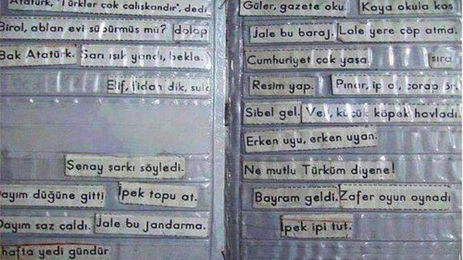 Ali ata bak! İlkokul 1. sınıftayken sizin de böyle defteriniz var mıydı?