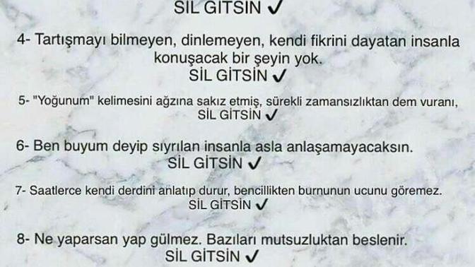 Şimdiye kadar hayatınızdan kimleri/neleri silmek isterdiniz veya sildiniz?