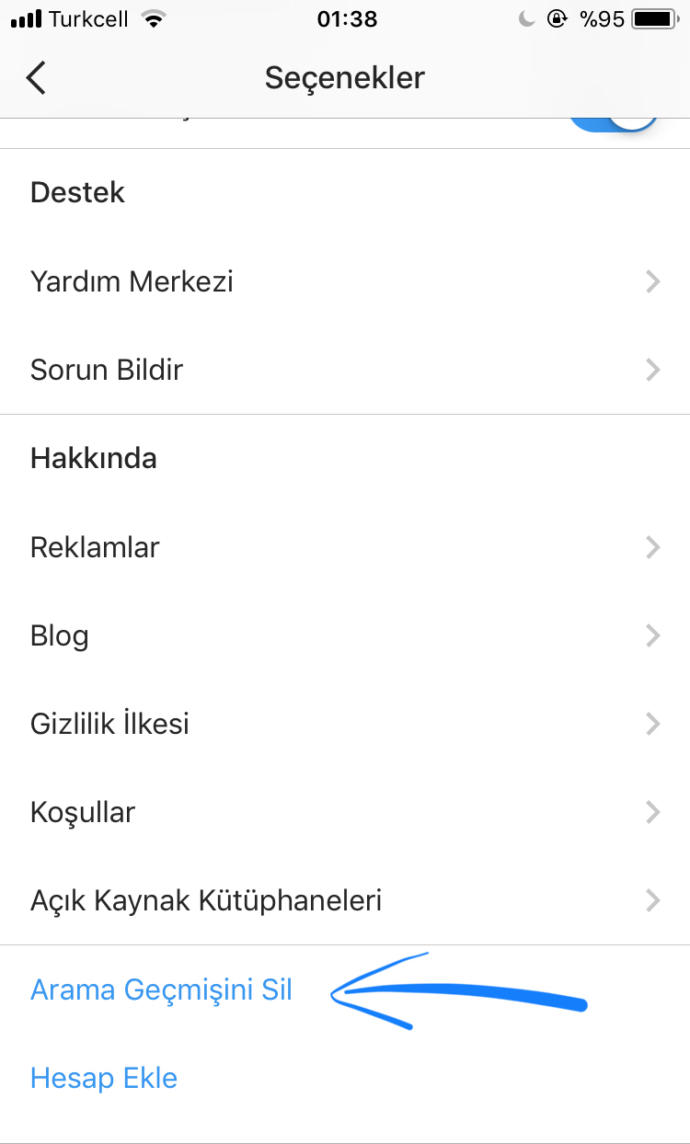 Instagramda hashtag gecmis i nasil silinir?