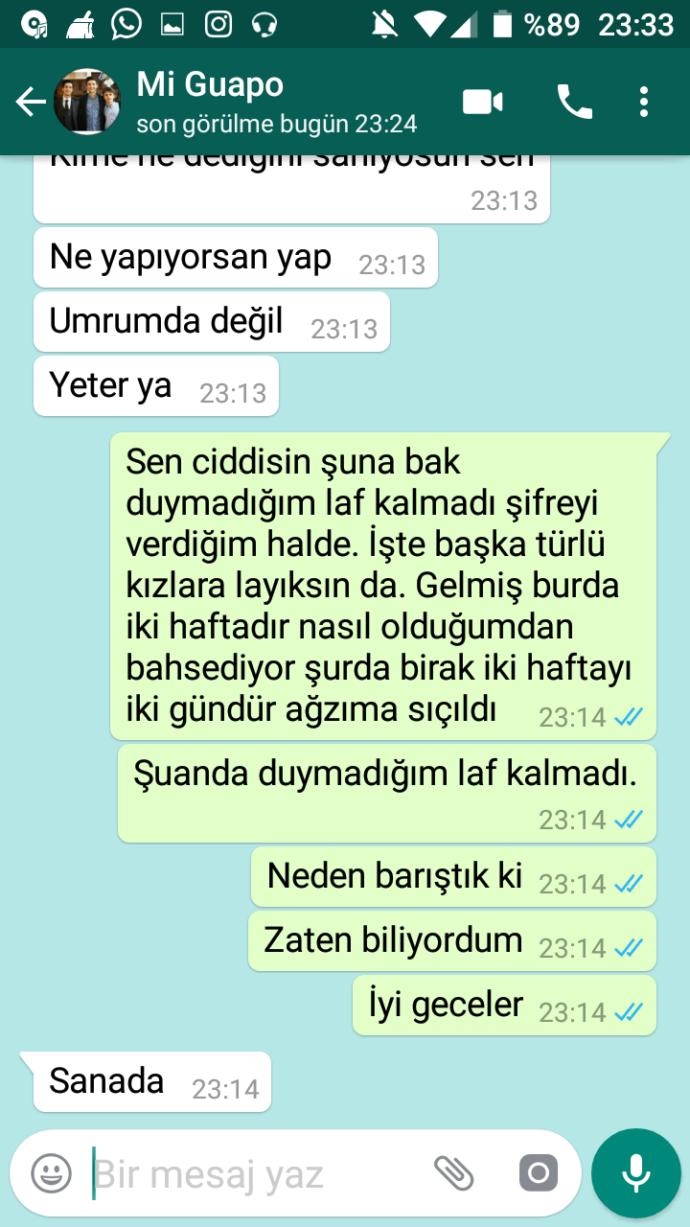 Wp konuşmalarına bakar mısınız? Ne yapayım ben kafayı yiyeceğim?