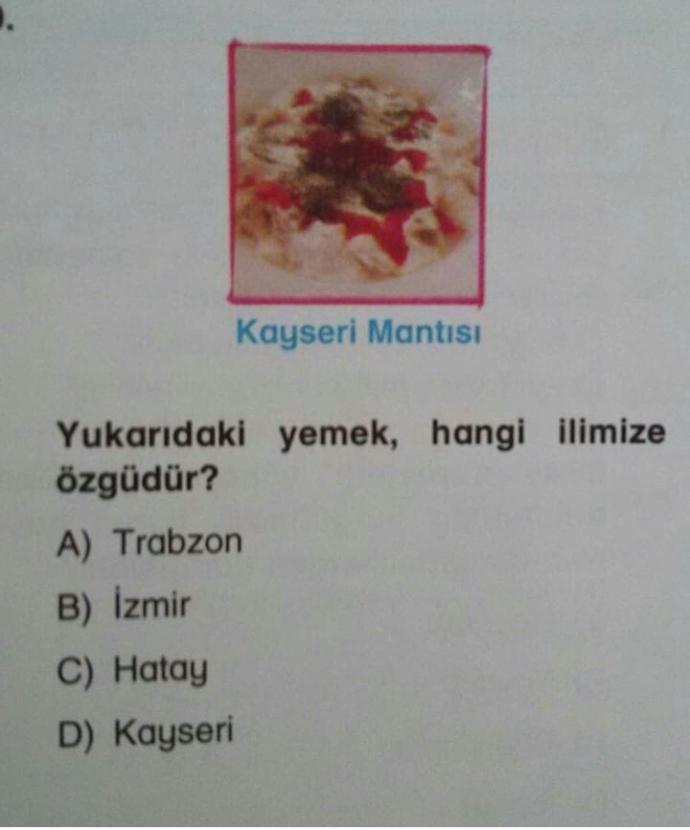 Kayseri Mantısı hangi ilimize özgüdür?
