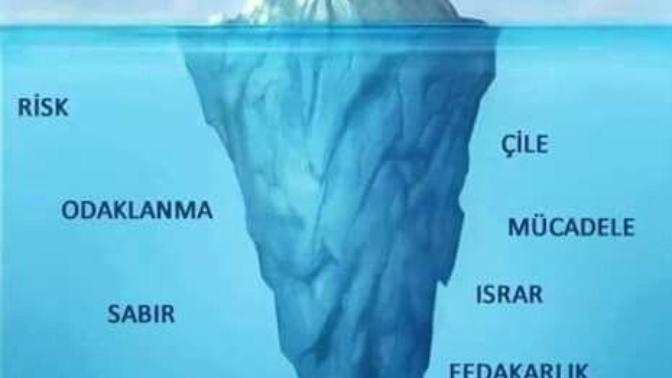 Başarılı insanlara bakıp sadece başarı görenler buzdağının görünmeyen kısmına bakmıyorlar sizce?