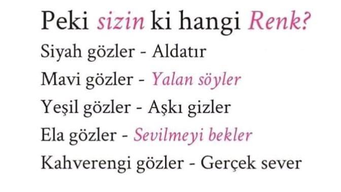 Her göz renginin bir anlamı vardır. Sizin gözünüz hangi renk?