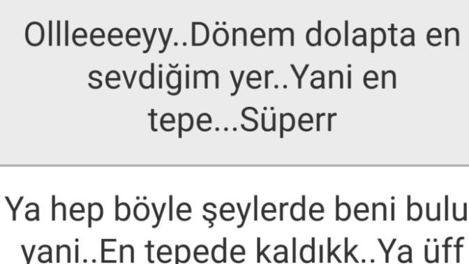 Dönme dolaba bindinnn... En tepedesin... Ve o anda dönme dolap başka bir kişiyi almak için durdu... Naparsınnn?