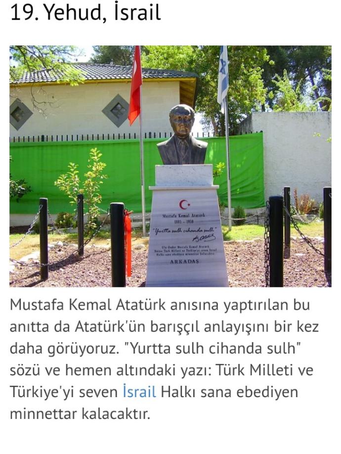 İsrail dahil Avrupa , Asya Devletlerin de Atatürk Anıtı Bulunurken Tek bir Müslüman Arap Ülkesinde Anıt neden Yok Bu mu Kardeşlik?