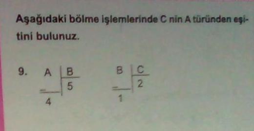C nin A türünden eşiti bölme ?