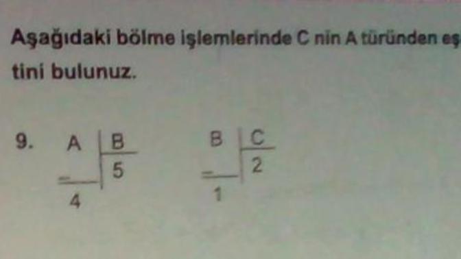 C nin A türünden eşiti bölme?