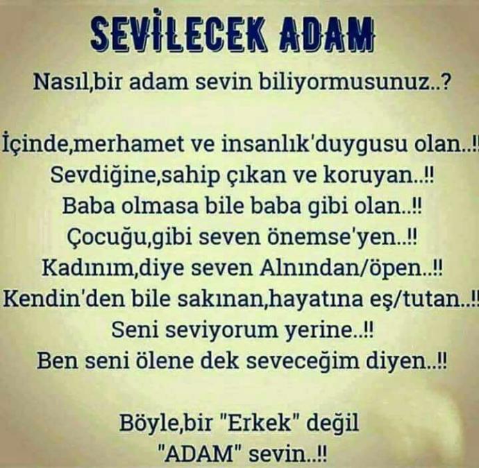 Sevdiğiniz Adam nasıl biri olmalı??