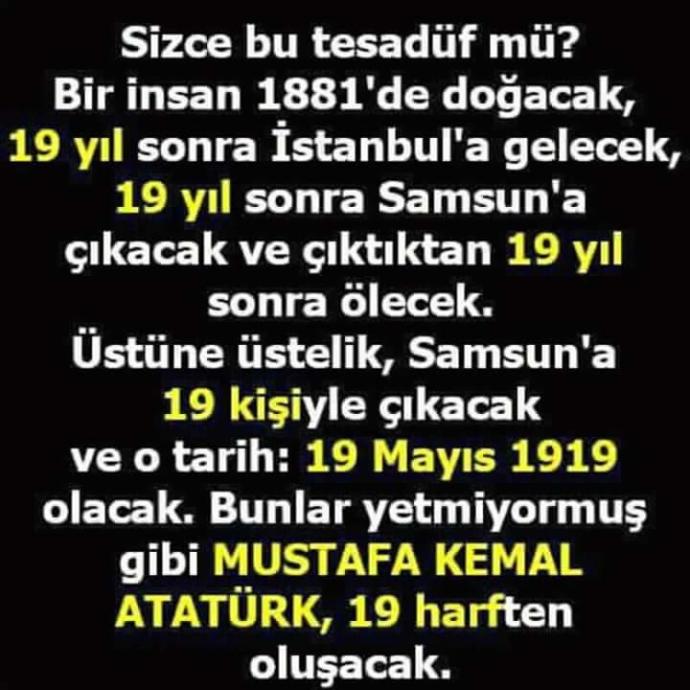 Atatürk'ün Hayatında 19 Sayısının Önemi?