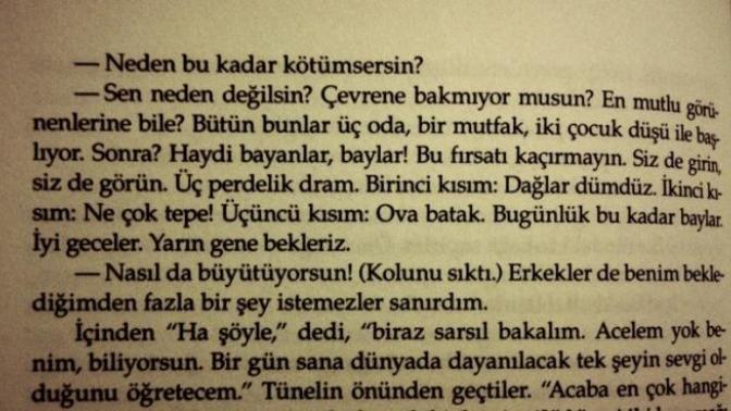 'Aylak Adam' kitabından söyleyeceğiniz sayfa sayısına göre size bir alıntı armağan etmemi ister misiniz?