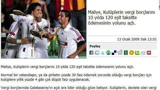 Neden en çok vergi borcu silinen takım galatasaray?
