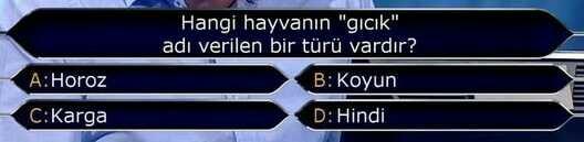 Hangi hayvanın "gıcık" adı verilen bir türü vardır?