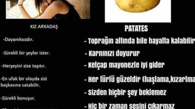 Bir kız arkadaş mı yoksa bir patates mi istersiniz?