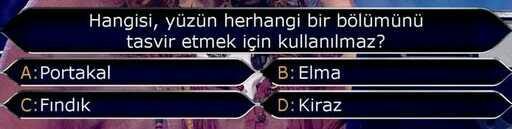 Hangisi, yüzün herhangi bir bölümünü tasvir etmek için kullanılmaz?