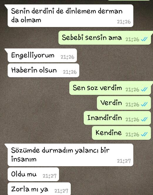 2 yillil bir iliskinin husrani gorucu gelecek diyorum.umrumda degil diyo ben nasil dayanayim.artik???