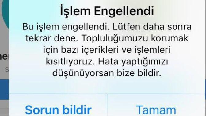 Instagramda "bu işlem engellendi" uyarısı?
