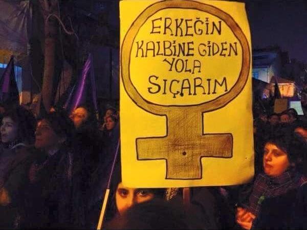 Feminist yürüyüşteki bu pankart nasıl?