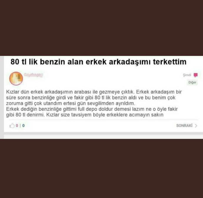 80 TL'lik benzin alan erkek arkadaşımı terk ettim! En son ayrılık nedeniniz neydi?