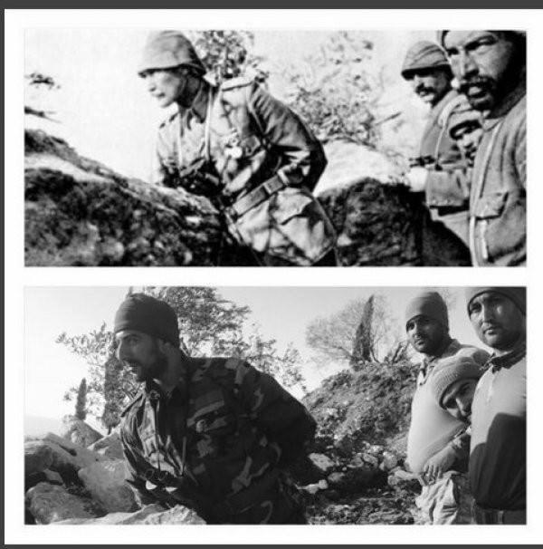 Mehmetçik Ata’sının izinde!<br />Afrin’deki yiğitlerimiz Atatürk’ün cephedeki pozları gibi pozlar vererek tarihe selam yolluyor. Nasıl?