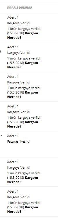 D&R alışverişim ve parçalı kargo?