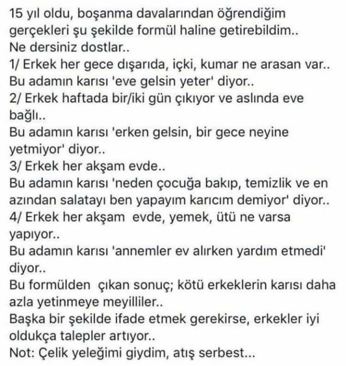 Bir bosanma avukatinin tespitleri?
