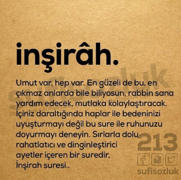 Sizcede inşirah suresi çok rahatlatıcı değil mi?