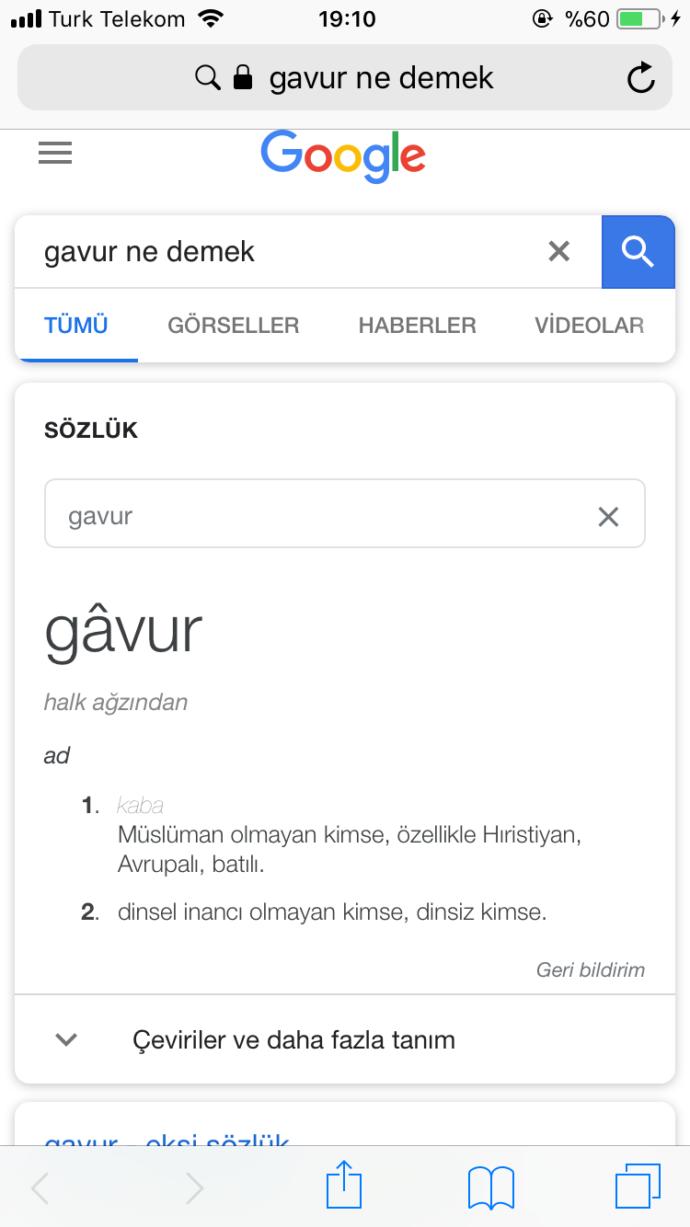 Gavur kelimesinin anlamı?