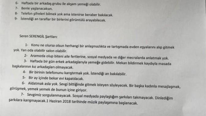 Seren ve Yaşar sevgililik sözleşmesi imzaladı. Sen de ister misin?