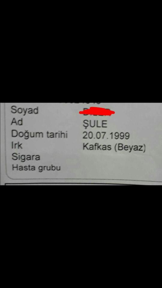 Hastane raporun da ırkım da neden kafkas yazıyor??