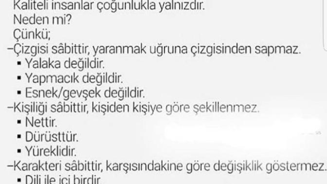 Kaliteli insanlar çoğunlukla yalnız mıdır? Siz yalnız mısınız mesela?