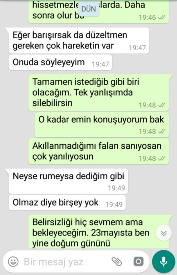 Sizce tekrar sevgili olabilir miyiz ne düşünüyosunuz? (wp ss li)?