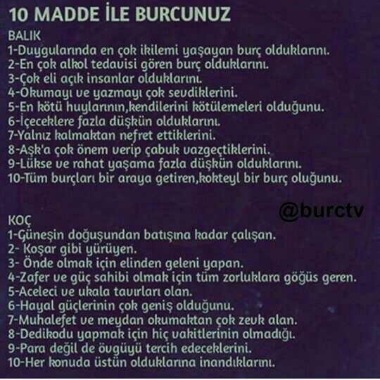 🌟10 madde ile sen hangisisin ??