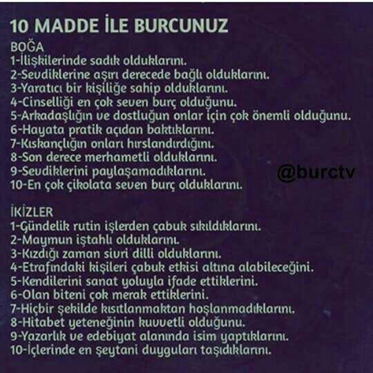 🌟10 madde ile sen hangisisin ??