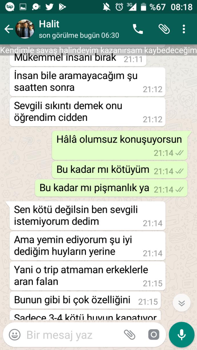 Wp ss lerine bakar mısınız? Sizce tekrar birlikte olabilir miyiz?