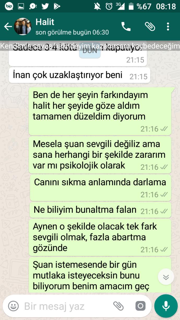 Wp ss lerine bakar mısınız? Sizce tekrar birlikte olabilir miyiz?