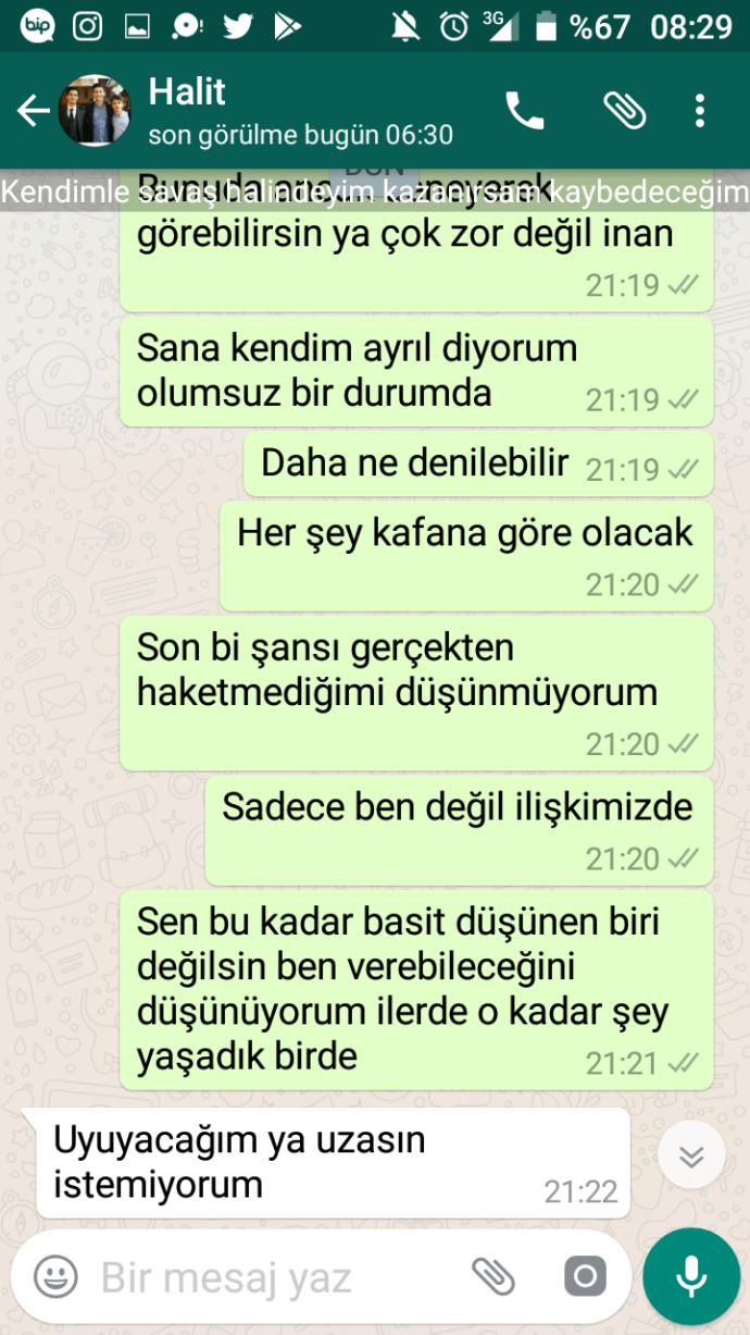 Wp ss lerine bakar mısınız? Sizce tekrar birlikte olabilir miyiz?